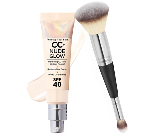 Cosmetics Your Skin But Better CC+ Nude Glow SPF40 w/ Luxe Brush Foundation Makeup Sunscreen Base Coverage Niacinamide