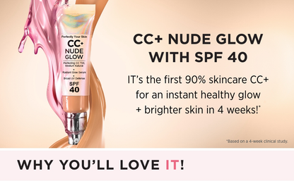 Cosmetics Your Skin But Better CC+ Nude Glow SPF40 w/ Luxe Brush Foundation Makeup Sunscreen Base Coverage Niacinamide