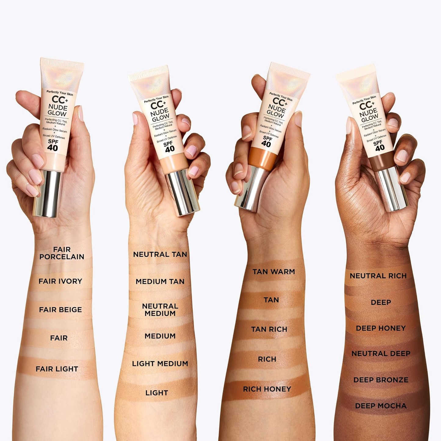 Cosmetics Your Skin But Better CC+ Nude Glow SPF40 w/ Luxe Brush Foundation Makeup Sunscreen Base Coverage Niacinamide